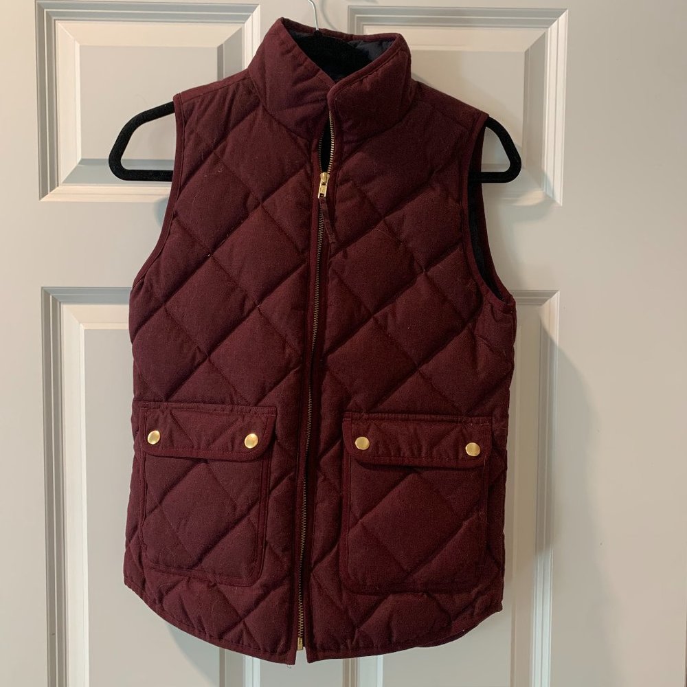 J. Crew Quilted Vest - Burgundy